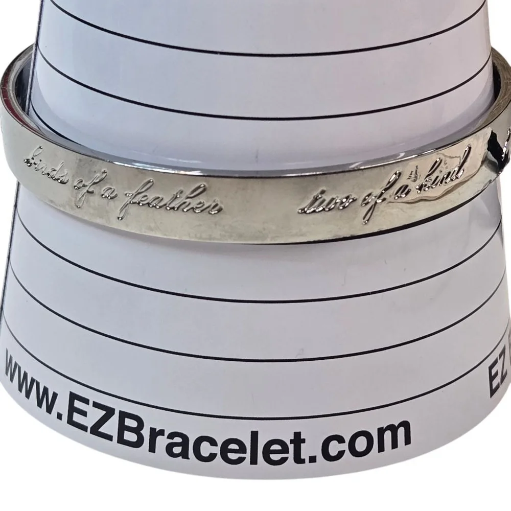 Kate Spade Bracelet Silver Tone Bride Idiom Bangle Engraved Excellent Dustbag